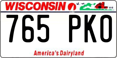 WI license plate 765PKO
