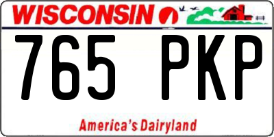 WI license plate 765PKP