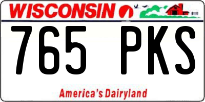 WI license plate 765PKS