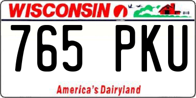 WI license plate 765PKU