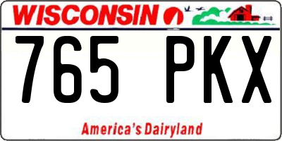 WI license plate 765PKX