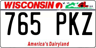WI license plate 765PKZ