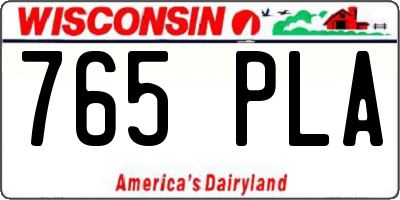 WI license plate 765PLA