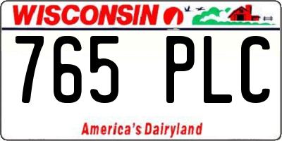 WI license plate 765PLC