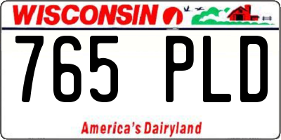 WI license plate 765PLD