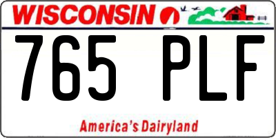 WI license plate 765PLF
