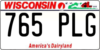 WI license plate 765PLG