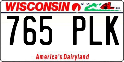 WI license plate 765PLK