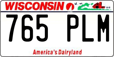 WI license plate 765PLM