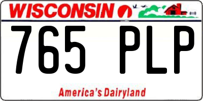 WI license plate 765PLP