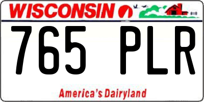 WI license plate 765PLR
