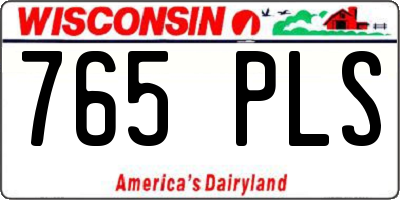 WI license plate 765PLS