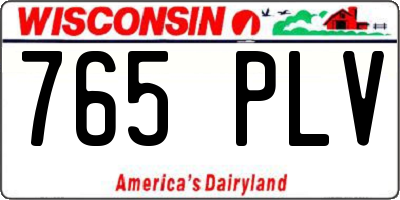 WI license plate 765PLV