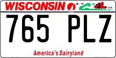 WI license plate 765PLZ
