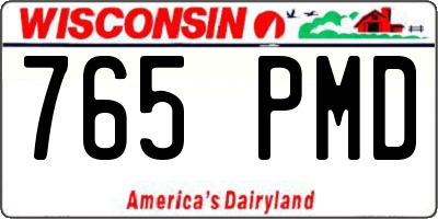WI license plate 765PMD