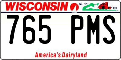 WI license plate 765PMS