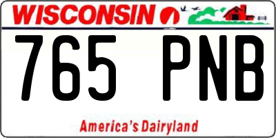 WI license plate 765PNB