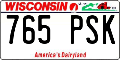 WI license plate 765PSK