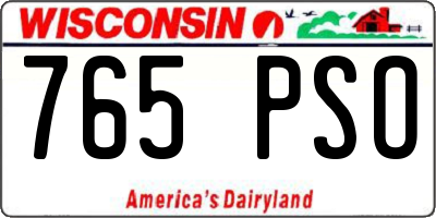WI license plate 765PSO