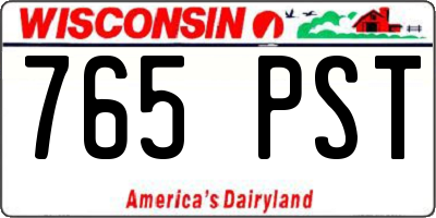 WI license plate 765PST