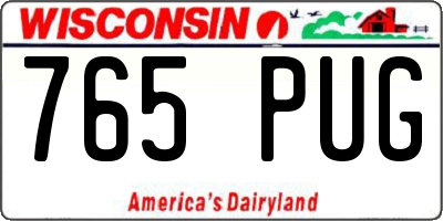 WI license plate 765PUG