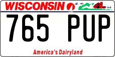 WI license plate 765PUP