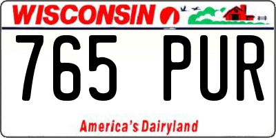 WI license plate 765PUR