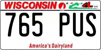 WI license plate 765PUS