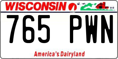 WI license plate 765PWN