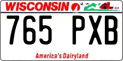WI license plate 765PXB