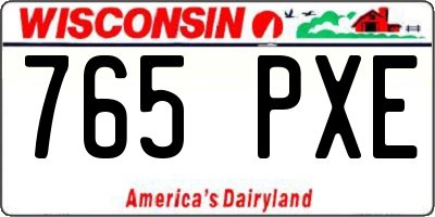 WI license plate 765PXE
