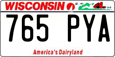 WI license plate 765PYA