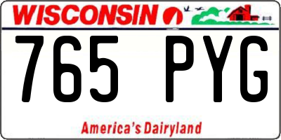 WI license plate 765PYG