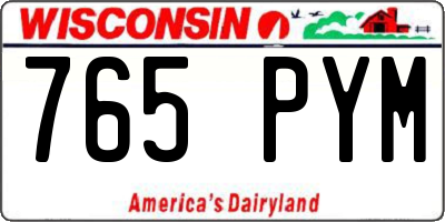 WI license plate 765PYM