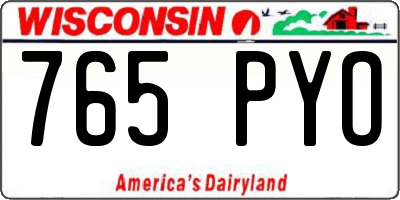 WI license plate 765PYO