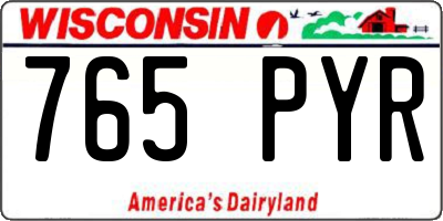 WI license plate 765PYR
