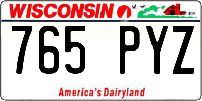 WI license plate 765PYZ