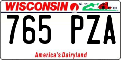 WI license plate 765PZA