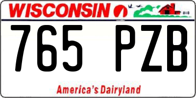 WI license plate 765PZB
