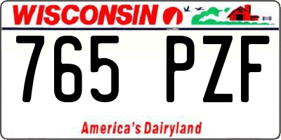 WI license plate 765PZF