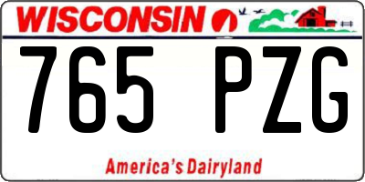 WI license plate 765PZG