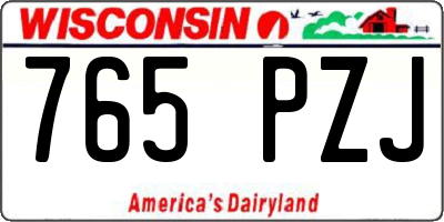 WI license plate 765PZJ
