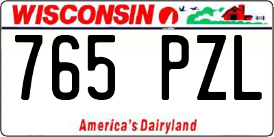 WI license plate 765PZL