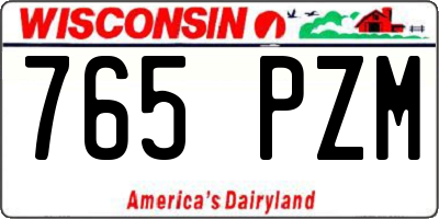 WI license plate 765PZM
