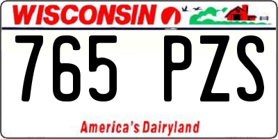 WI license plate 765PZS