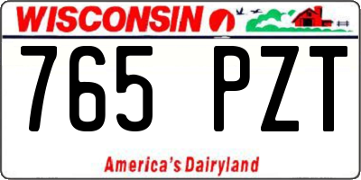 WI license plate 765PZT