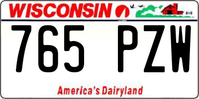 WI license plate 765PZW