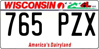 WI license plate 765PZX