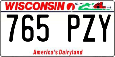 WI license plate 765PZY