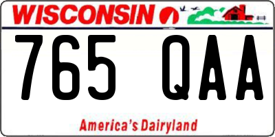 WI license plate 765QAA